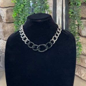 Chunky black and Silver Necklace